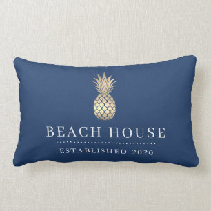 Beach House Gold Pineapple Lumbar Pillow
