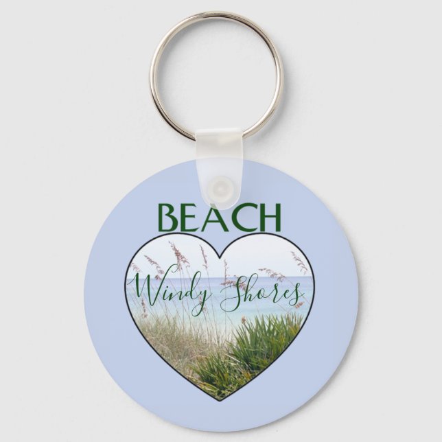 Beach House Heart Destin Florida Key Ring (Front)