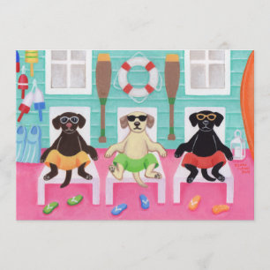 Beach House Labrador Boys Pool Party Invite