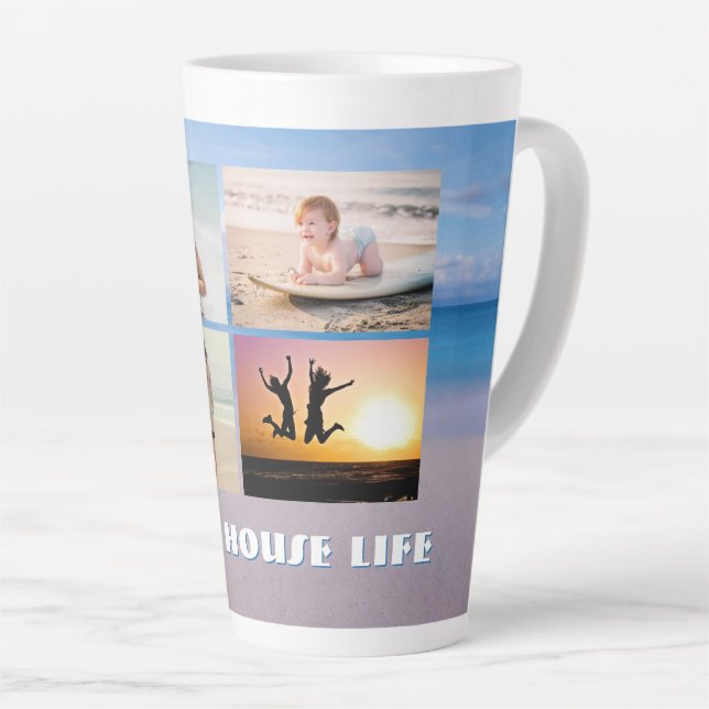 Beach House Life Multi-photo  Latte Mug (Right Angle)