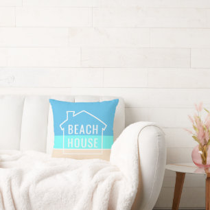 Beach House Modern Tropical Ocean Sand Striped Cushion