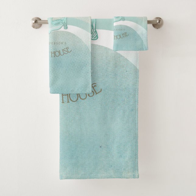 Beach House Nautical Anchor and Rope Aqua ID623 Bath Towel Set (Insitu)