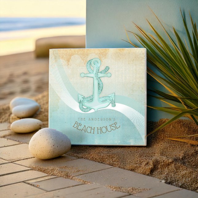 Beach House Nautical Anchor and Rope Aqua ID623 Tile (Creator Uploaded)