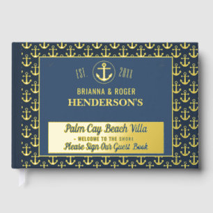 Beach House Nautical Anchors Vacation Rental Gold Guest Book