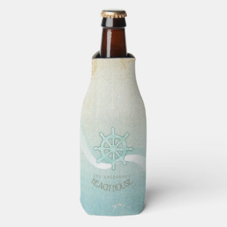 Beach House Nautical Boat Helm Aqua Blue ID623 Bottle Cooler