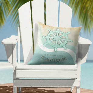 Beach House Nautical Boat Helm Aqua Blue ID623 Cushion