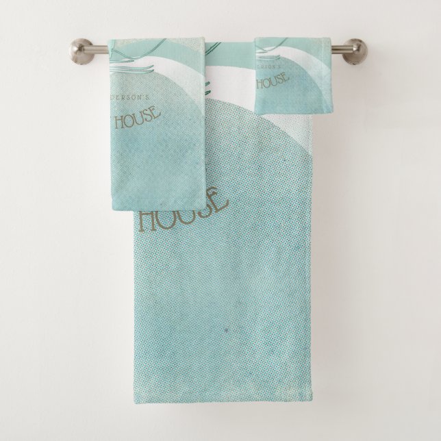 Beach House Nautical Fisherman Aqua Blue ID623 Bath Towel Set (Insitu)