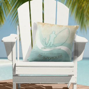Beach House Nautical Fisherman Aqua Blue ID623 Cushion