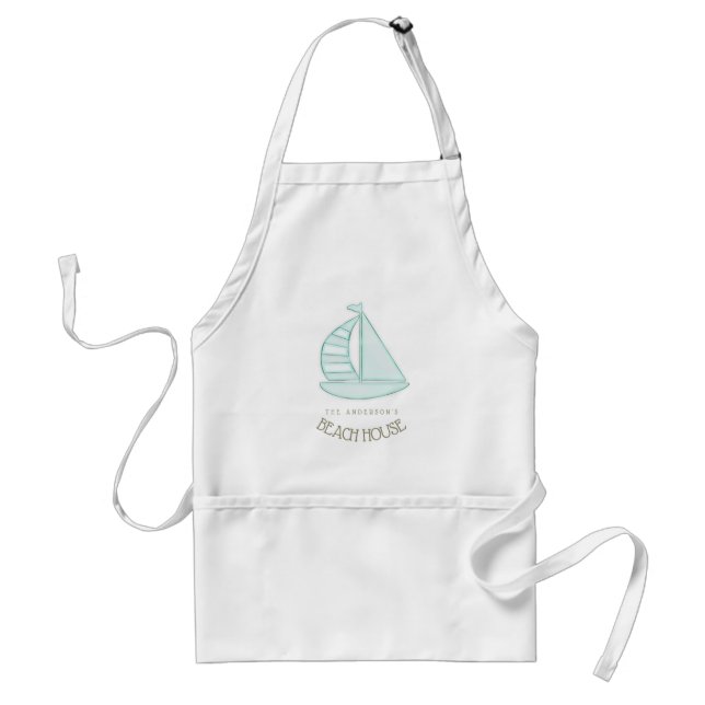 Beach House Nautical Sailboat Aqua Blue ID623 Standard Apron (Front)