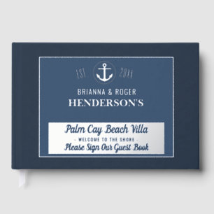 Beach House Nautical Shells Vacation Rental Silver Guest Book