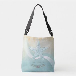 Beach House Nautical Starfish Aqua Blue ID623 Crossbody Bag