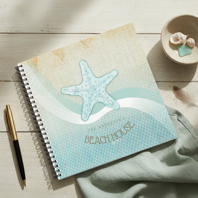 Beach House Nautical Starfish Aqua Blue ID623 Notebook (Creator Uploaded)