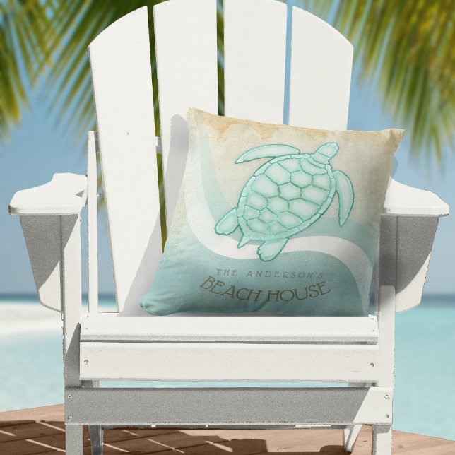 Beach House Nautical Turtle Aqua Blue ID623 Cushion (Creator Uploaded)