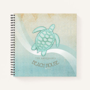 Beach House Nautical Turtle Aqua Blue ID623 Notebook