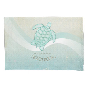Beach House Nautical Turtle Aqua Blue ID623 Pillowcase