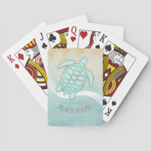 Beach House Nautical Turtle Aqua Blue ID623 Playing Cards
