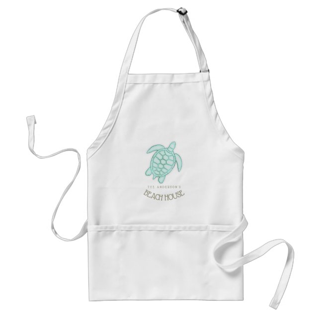 Beach House Nautical Turtle Aqua Blue ID623 Standard Apron (Front)