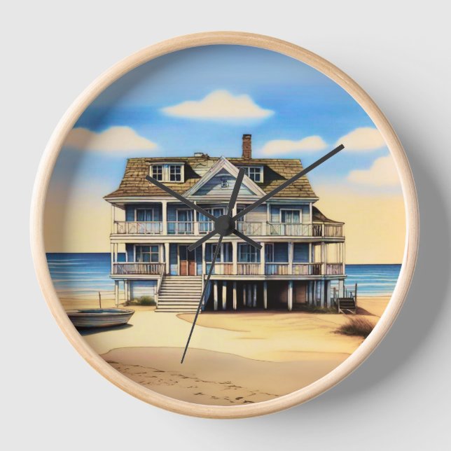 Beach House on the Sand Clock (Front)