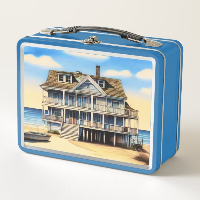 Beach House on the Sand Metal Lunch Box (Front)