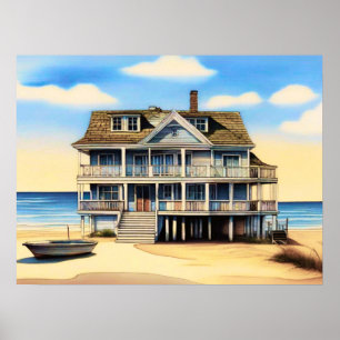 Beach House on the Sand Poster