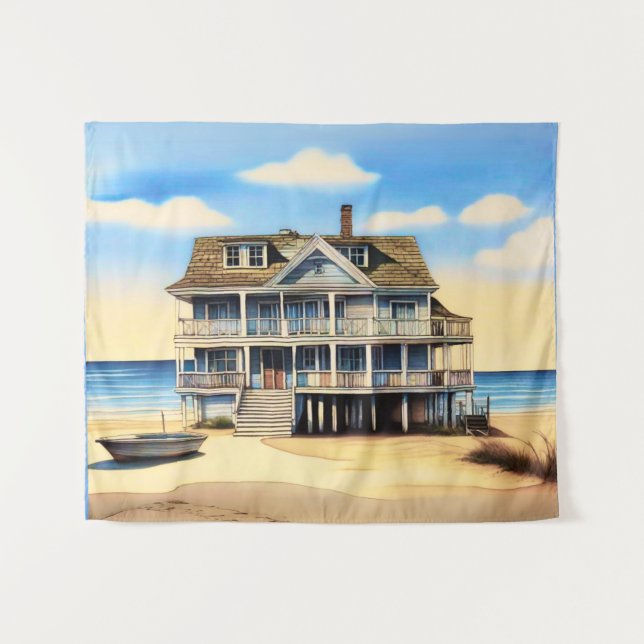 Beach House on the Sand Tapestry (Front (Horizontal))