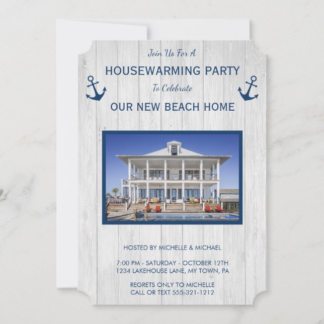 Beach House or Lake House Housewarming Invitation (Front)