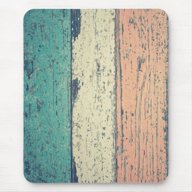 Beach house painted wood oceanside striped mouse mat (Front)