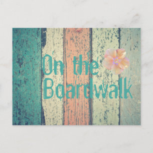 Beach house painted wood oceanside striped postcard