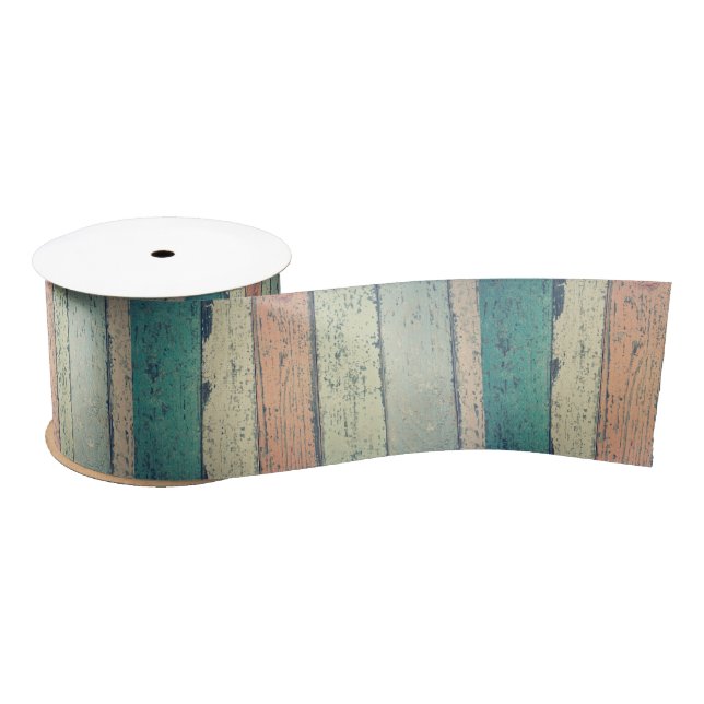 Beach house painted wood oceanside striped satin ribbon (Spool)