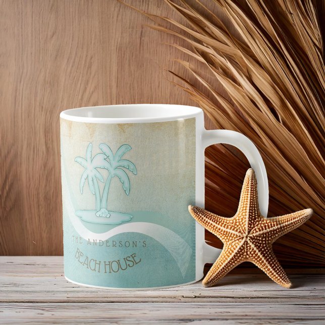Beach House Palm Trees Aqua ID623 Coffee Mug (Creator Uploaded)