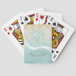 Beach House Palm Trees Aqua ID623 Playing Cards