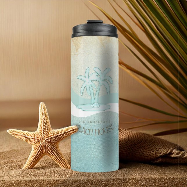 Beach House Palm Trees Aqua ID623 Thermal Tumbler (Creator Uploaded)