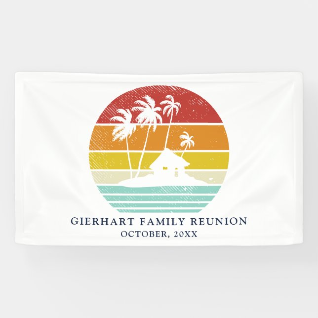 Beach House Palm Trees Family Reunion Nautical Banner (Horizontal)