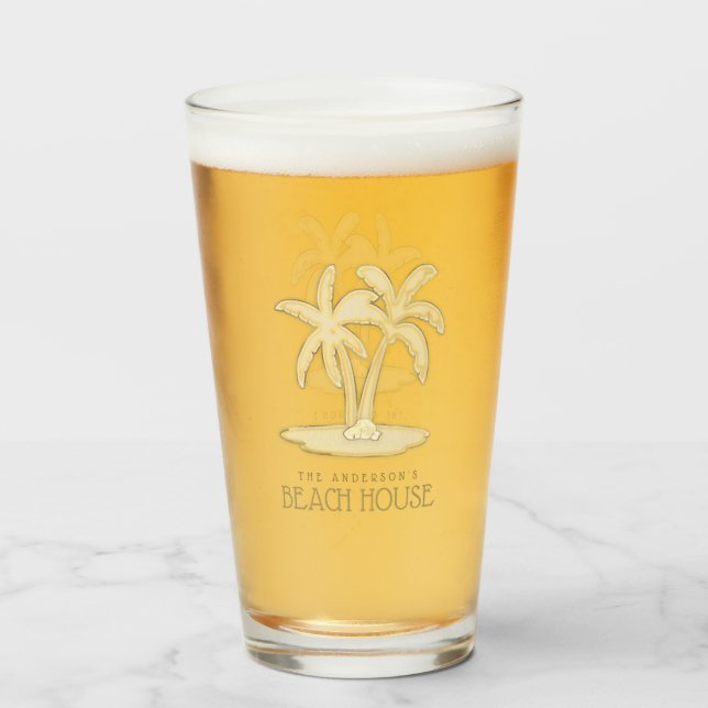 Beach House Palm Trees Gold ID623 Glass (Front Filled)