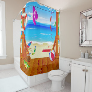 beach house paradise island oceanview vacation shower curtain