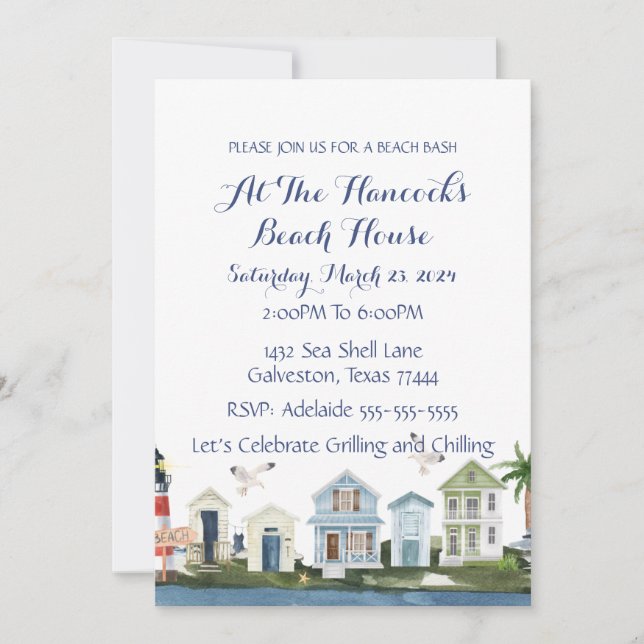 Beach House Party Invitation (Front)