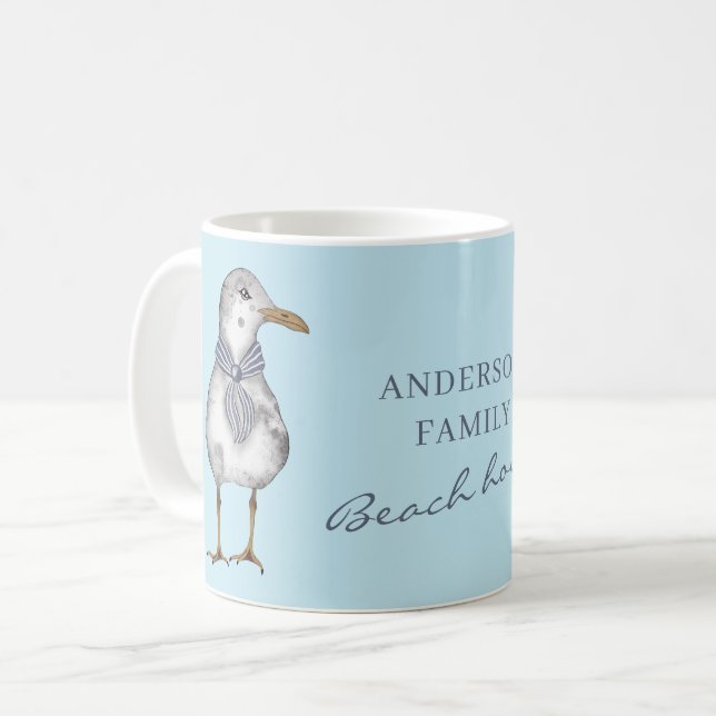 Beach House Personalised  Coffee Mug (Front Left)