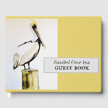 Beach house personalised pelican guest book