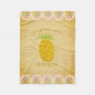 Beach House Pineapple Fleece Blanket