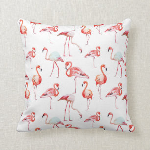 Beach House Pink Flamingo Decorative Throw Pillow