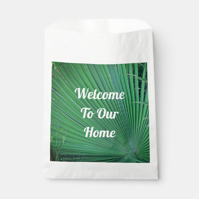 Beach House Rental Tropical Leaf Guest Welcome Favour Bags (Front)