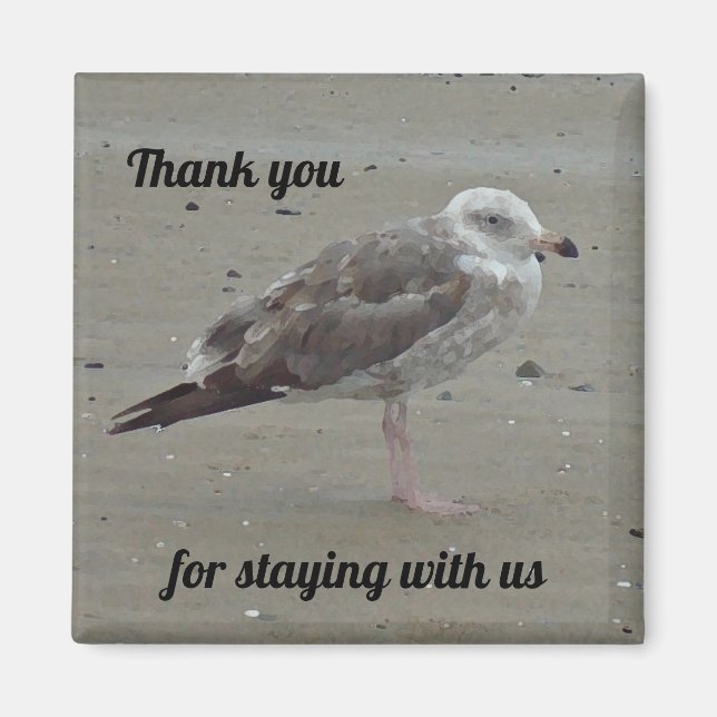 Beach House Rental Unique Seagull Guest Thank You Magnet (Front)