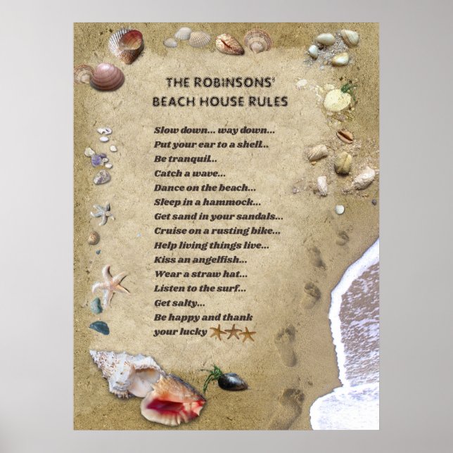 Beach House Rules (customisable)  Poster (Front)
