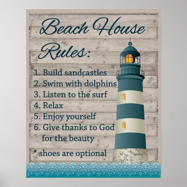 Beach House Rules Poster (Front)