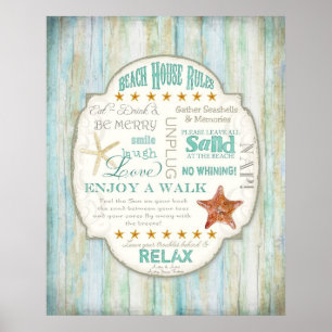 Beach House Rules Seashore Cottage Home Decor Art