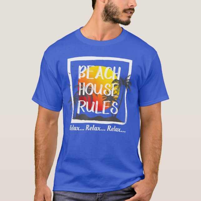 Beach House Rules Summer Vacation T Shirt Gift For (Front)