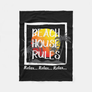 Beach House Rules Summer Vacation T Shirt Gift For Fleece Blanket