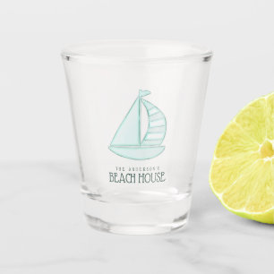 Beach House Sailboat Aqua Blue ID623 Shot Glass