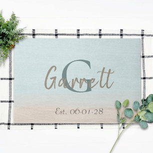 Beach House Sand Pastel Pretty Blue Doormat