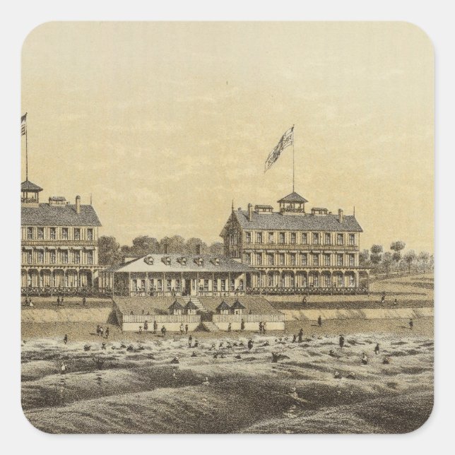 Beach House, Sea Girt, Monmouth Co, NJ Square Sticker (Front)